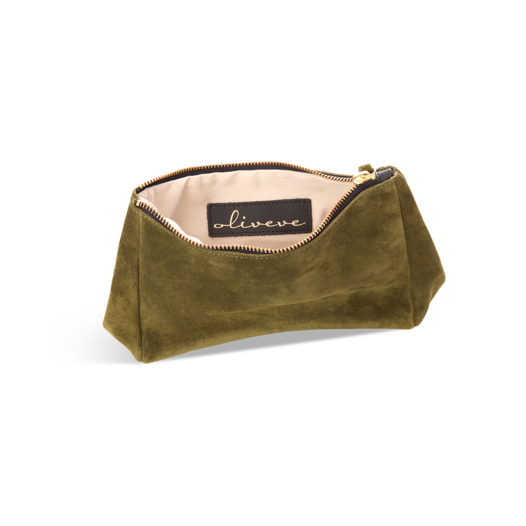 Camila Clutch in Avocado Italian Leather Backed Suede