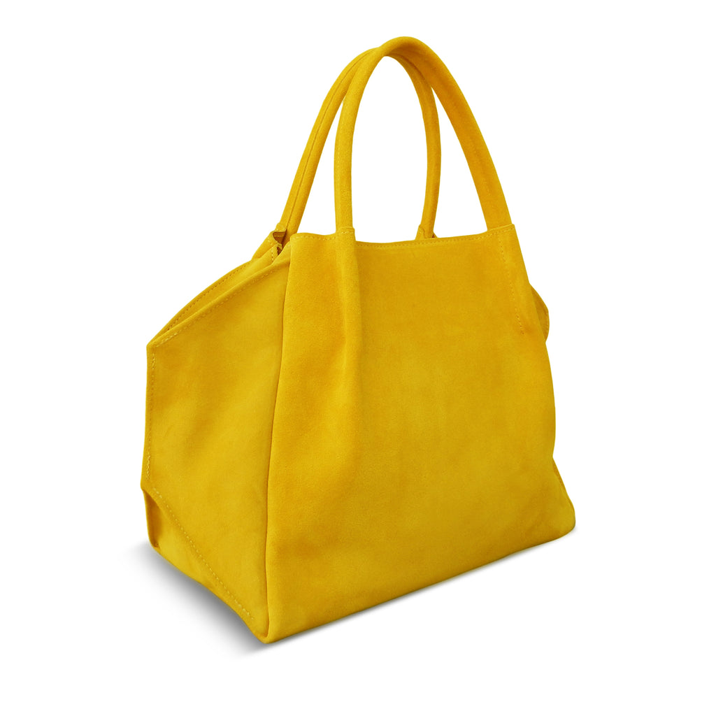 Zoe Tote in Marigold Italian Leather Backed Suede