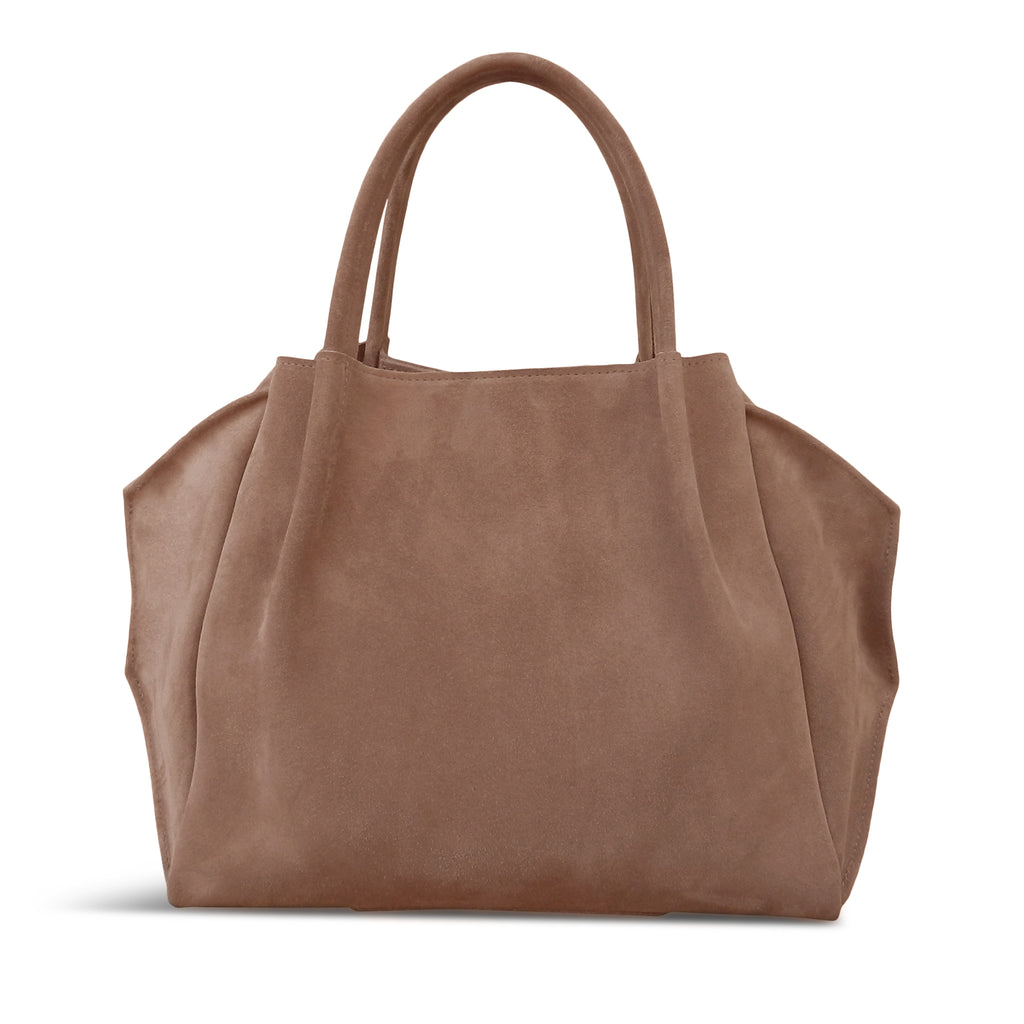 Zoe Tote in Amphora Italian Leather Backed Suede