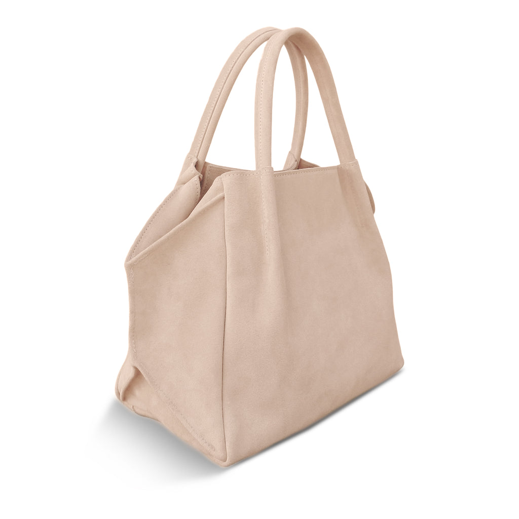 Zoe Tote in Macadamia Italian Leather Backed Suede