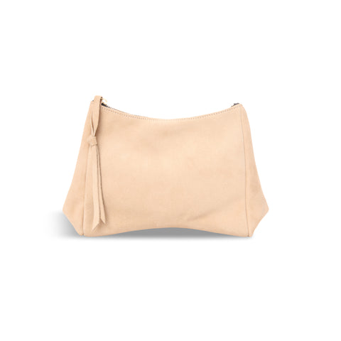 Camila Clutch in Macadamia Italian Leather Backed Suede