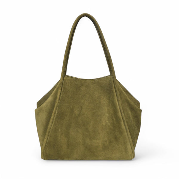 Taya Tote in Avocado Italian Leather Backed Suede – oliveve