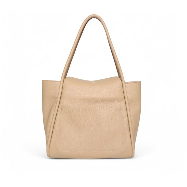 14〜16日まで発送不可×Cow Leather Laura Stitch Strathberry - Lana Midi Bucket Bag - Leather Bucket Bag - Brown