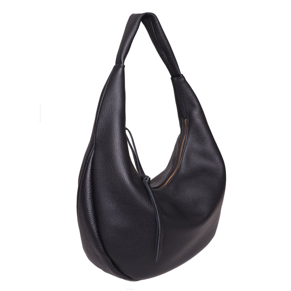 Lucia Hobo in Black Italian Buffalo Cowhide – oliveve