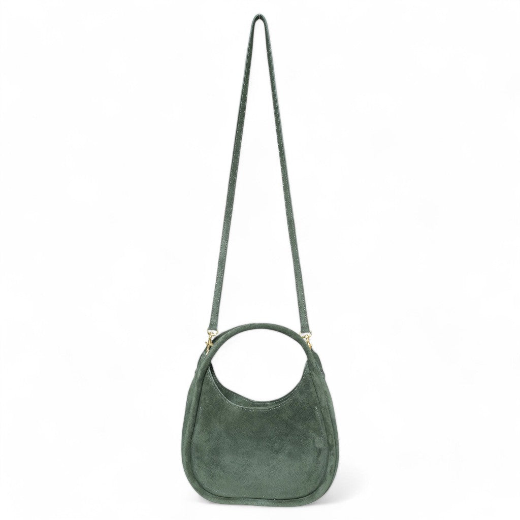 Emilia Top Handle Crossbody in Forest Italian Suede