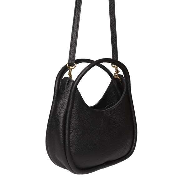 Emilia Top Handle Crossbody in Black Italian Buffalo Cowhide – oliveve