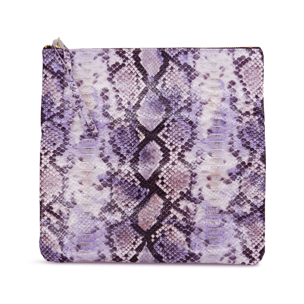 Anastasia Clutch in Lavender Snake Leather