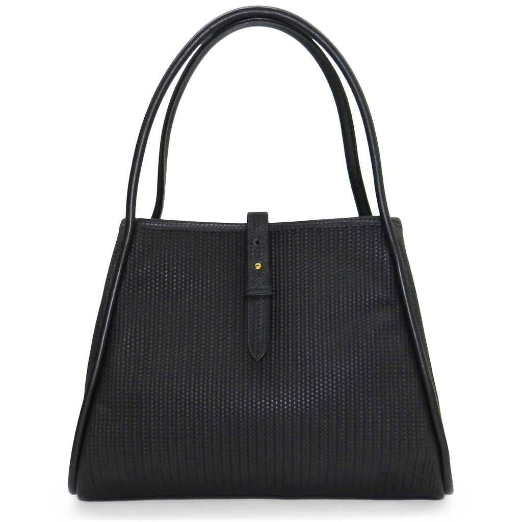 Edie Tote in Black Woven Leather