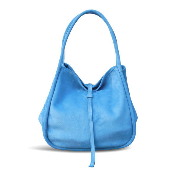 Hobo, Small Metallic Blue Cowhide with Crossbody Strap