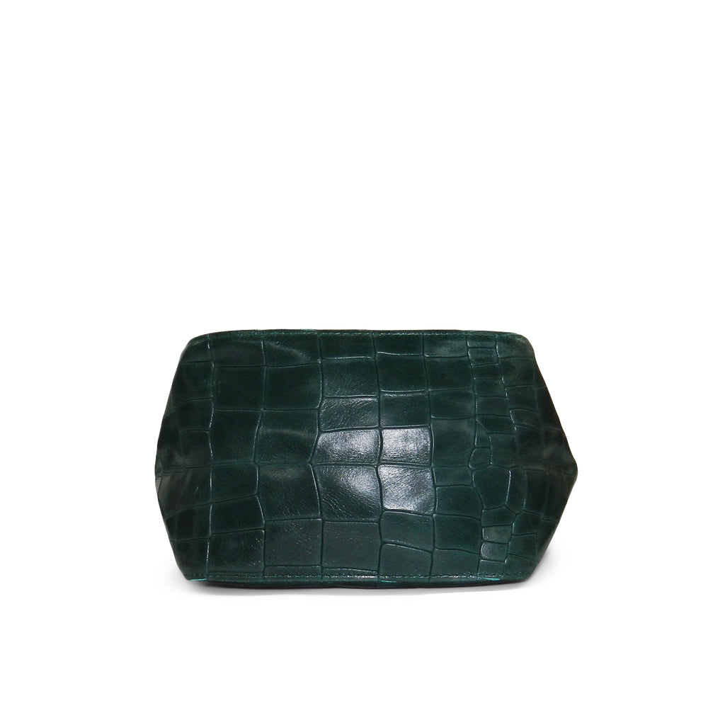 Harper Top Handle in Emerald Piccolo Croco Cowhide Leather