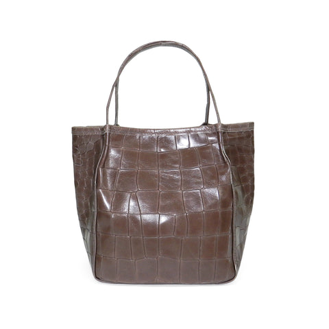 Harper Top Handle in Taupe Piccolo Croco Cowhide Leather