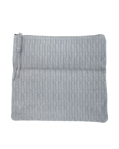 anastasia clutch in grey woven cow leather