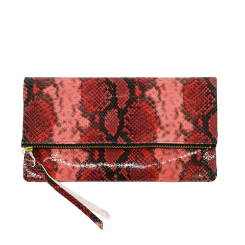 anastasia clutch in red python leather