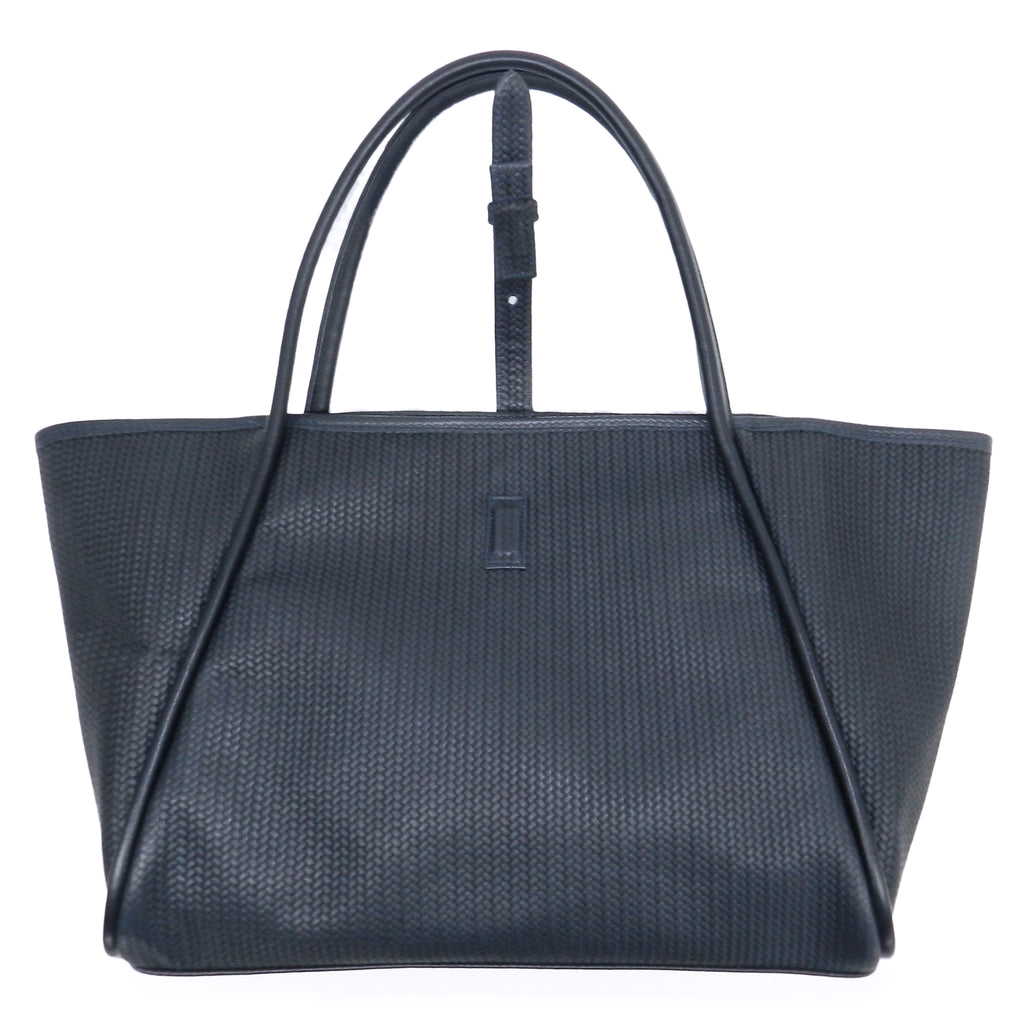 edie tote in navy woven leather