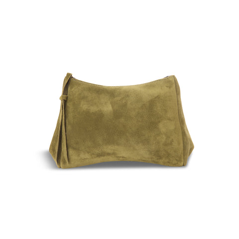 Camila Clutch in Avocado Italian Leather Backed Suede