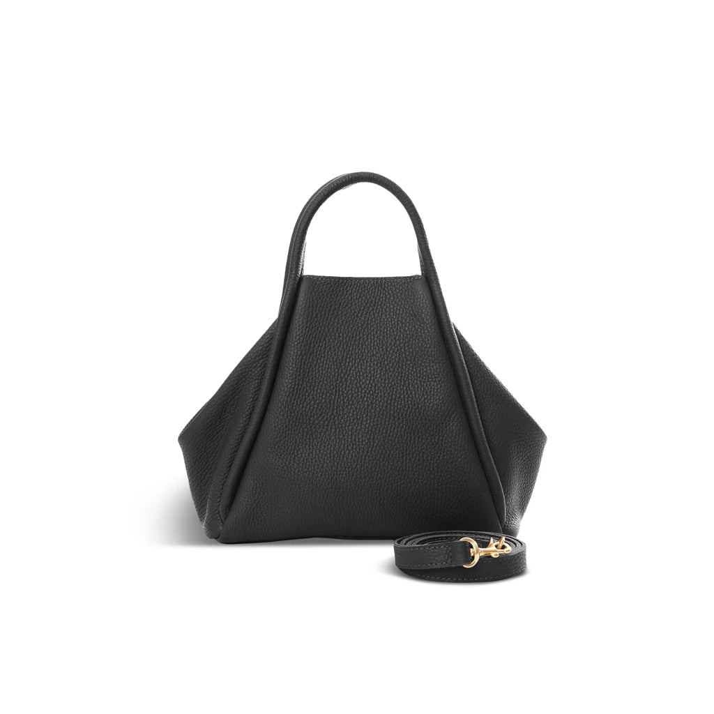 Original Taya Top Handle Crossbody in Black Italian Buffalo Cowhide Leather