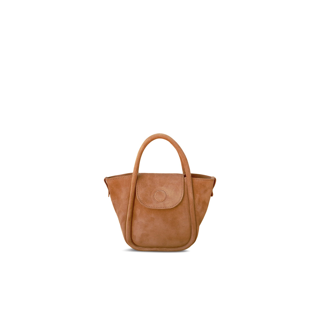Top Handle Leather Mini Tote Bag In Tan