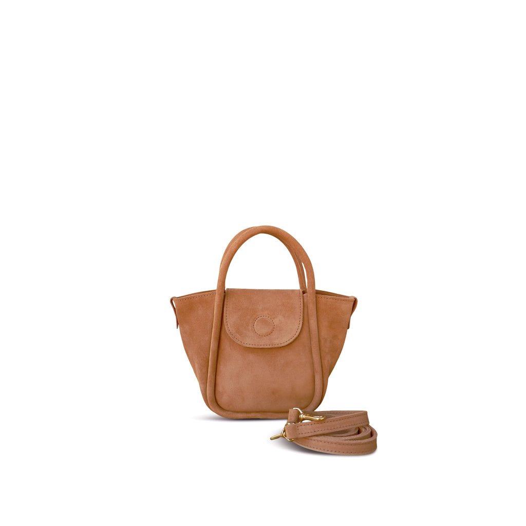 Top Handle Leather Mini Tote Bag In Tan
