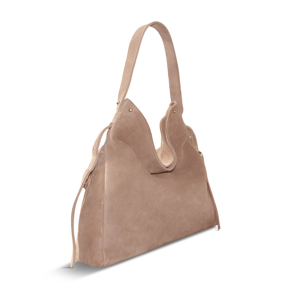 Sophia Adjustable Hobo in Amphora Italian Leather Backed Suede