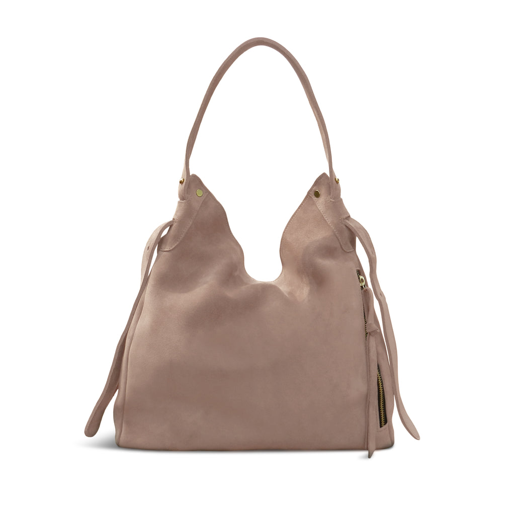 Sophia Adjustable Hobo in Amphora Italian Leather Backed Suede