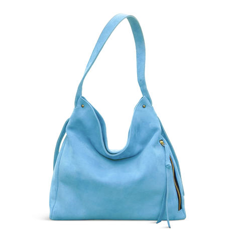 Sophia Adjustable Hobo in Capri Italian Leather Backed Suede