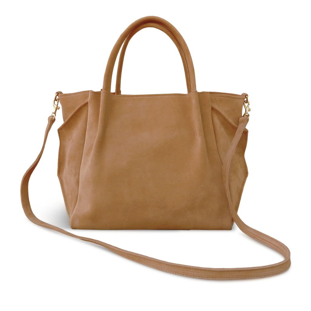 Zoe Tote in Pane Italian Leather Backed Suede