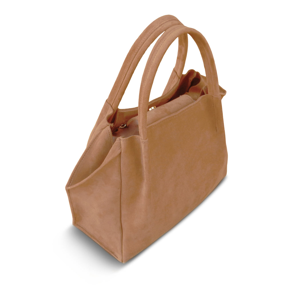 Zoe Tote in Pane Italian Leather Backed Suede