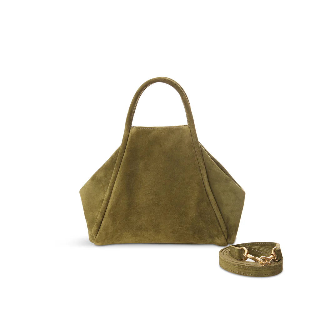 Original Taya Top Handle Crossbody  in Avocado Italian Leather Backed Suede