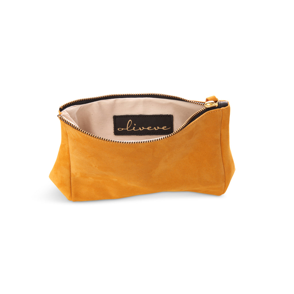 Camila Clutch in Marigold Italian Leather Backed Suede