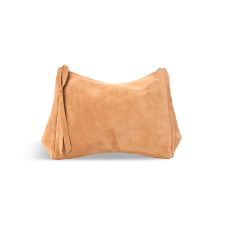 Camila Clutch in Pane Italian Leather Backed Suede