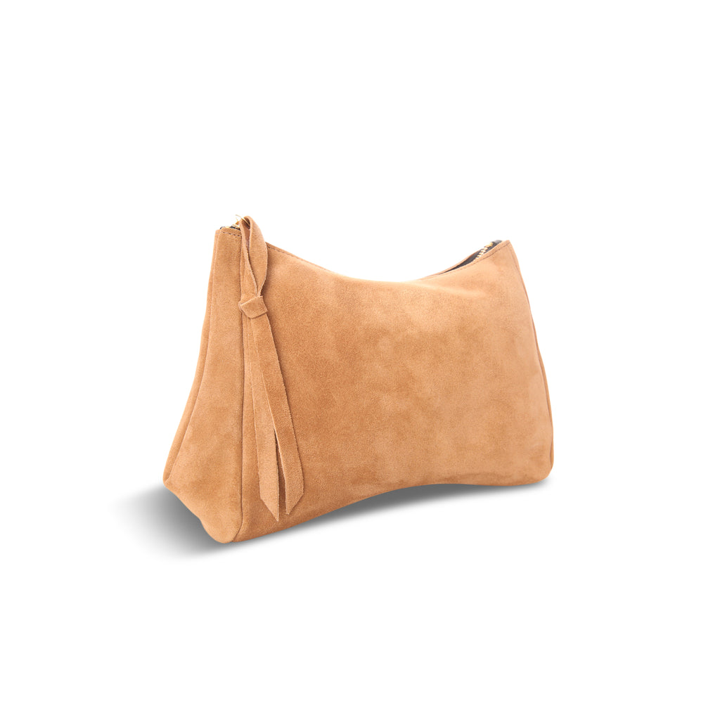 Camila Clutch in Pane Italian Leather Backed Suede