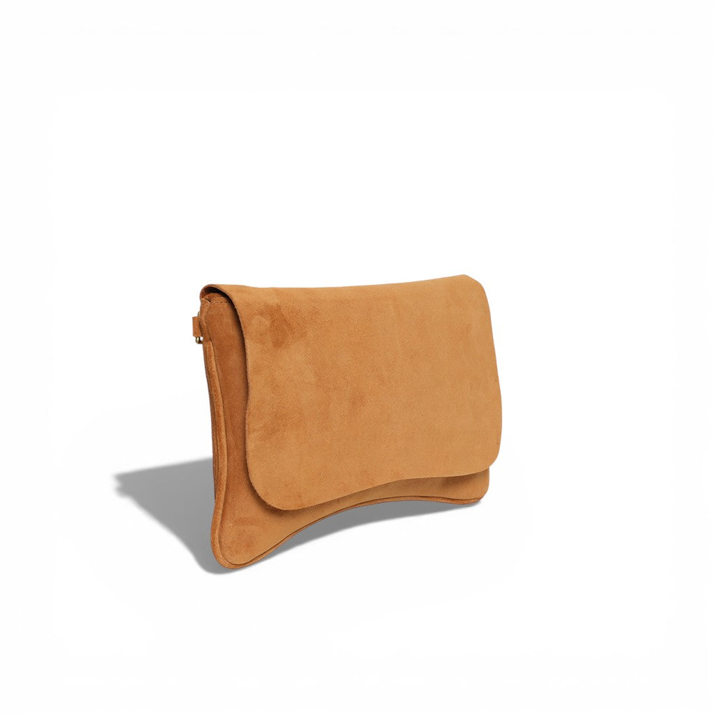Cecilia Crossbody Clutch in Cuoio Italian Leather Backed Suede