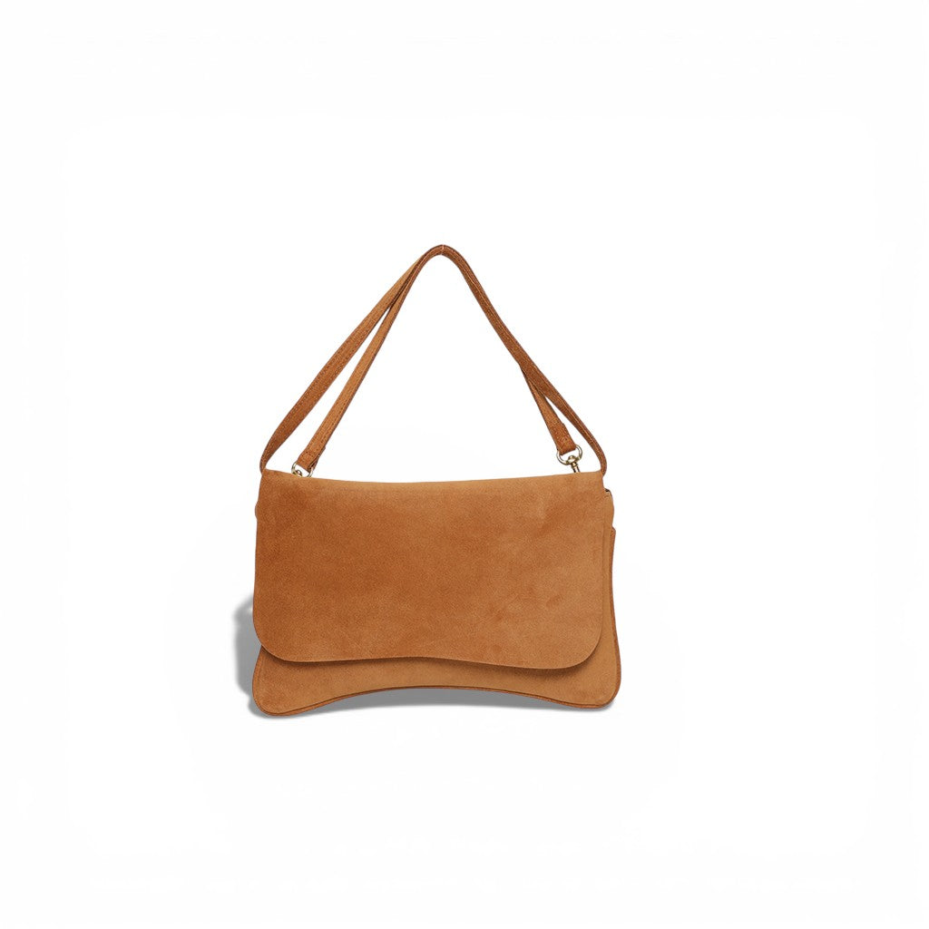 Cecilia Crossbody Clutch in Cuoio Italian Leather Backed Suede
