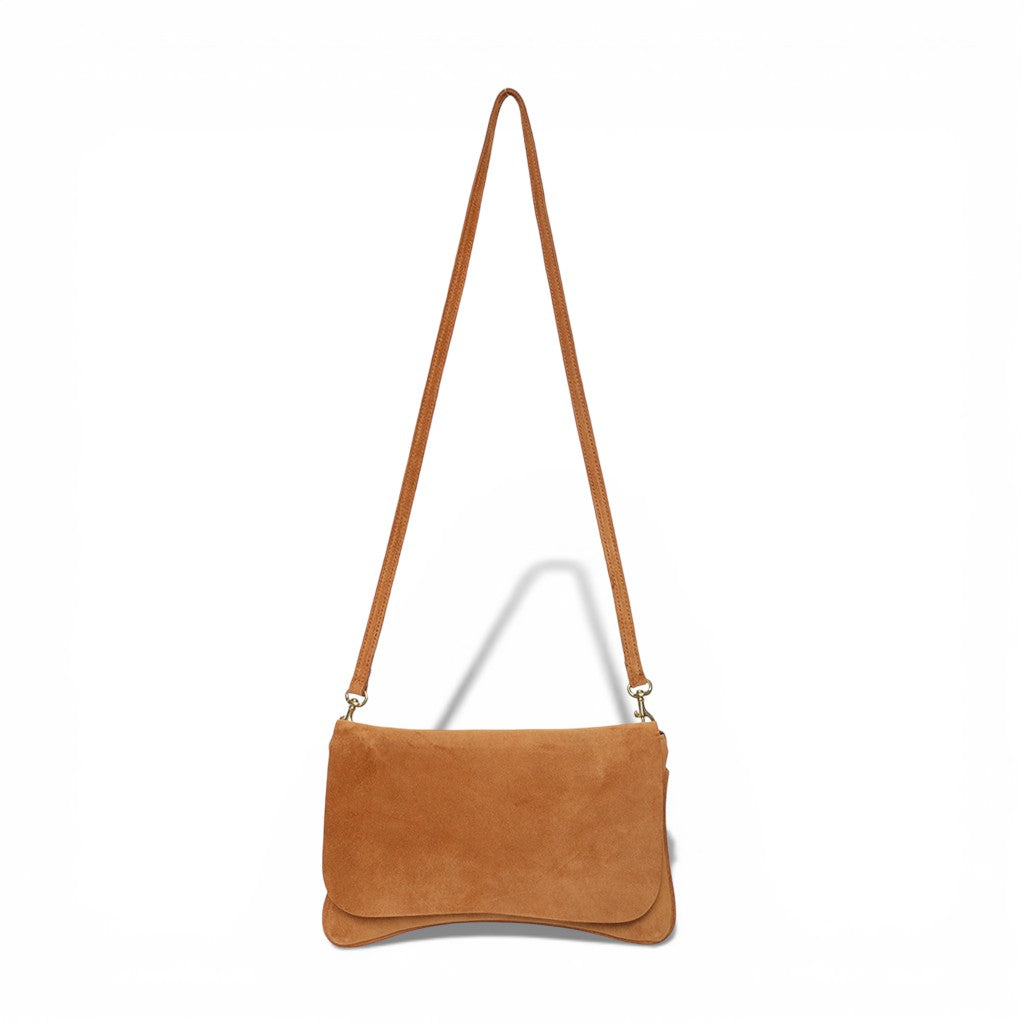 Cecilia Crossbody Clutch in Cuoio Italian Leather Backed Suede