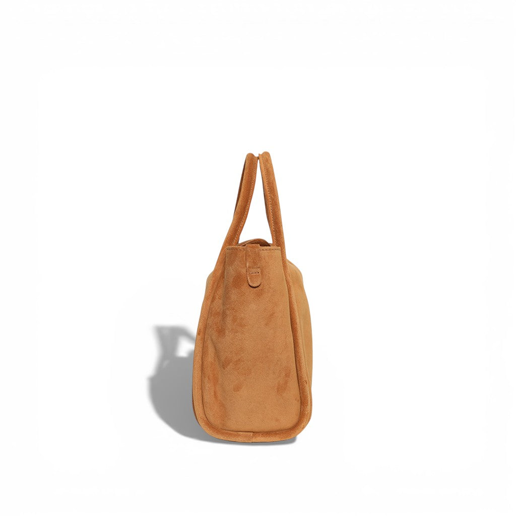 Serena Satchel Crossbody in Cuoio Italian Leather Backed Suede