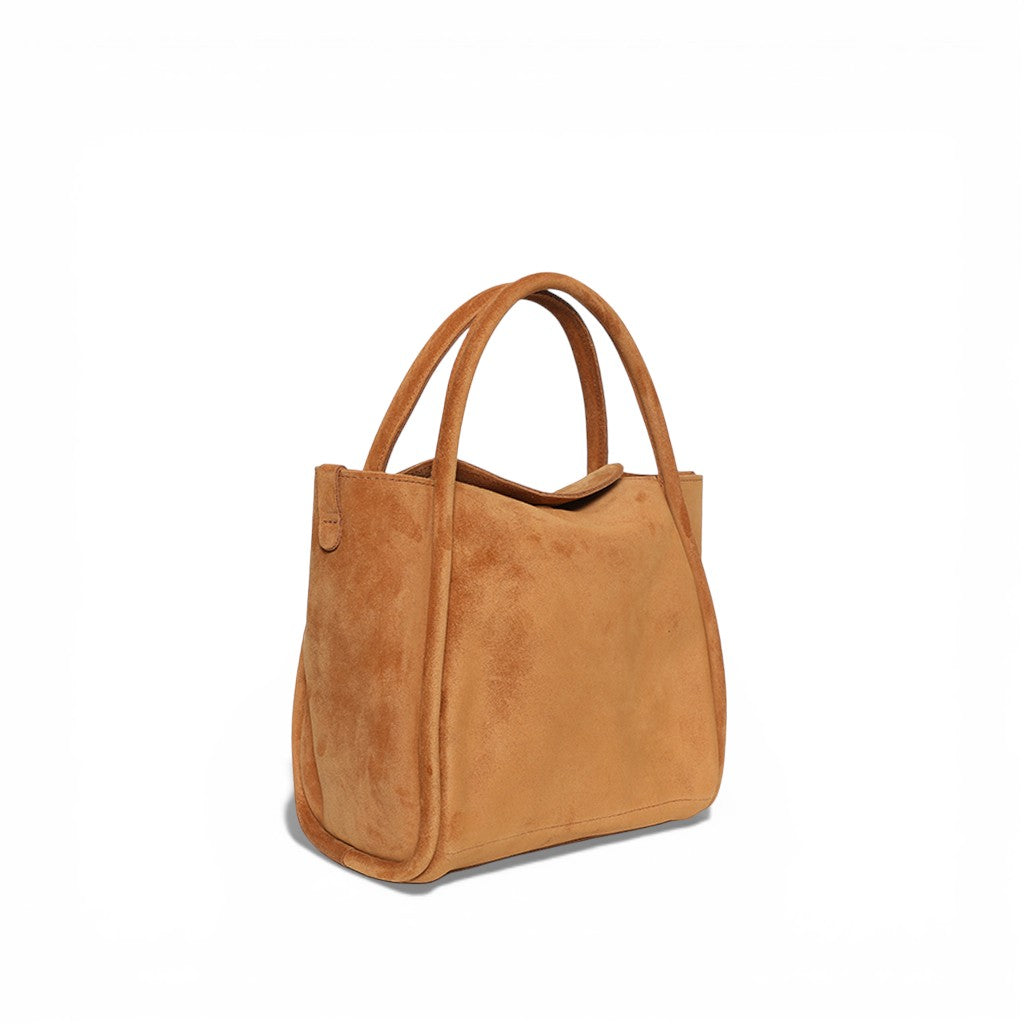 Serena Satchel Crossbody in Cuoio Italian Leather Backed Suede