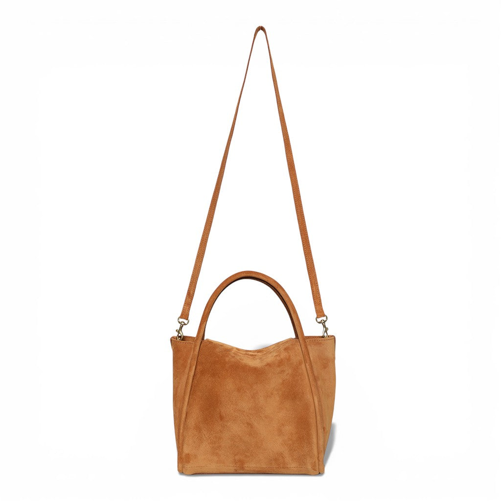 Serena Satchel Crossbody in Cuoio Italian Leather Backed Suede