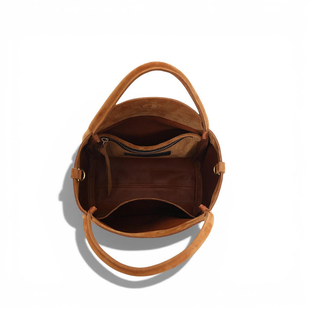 Serena Satchel Crossbody in Cuoio Italian Leather Backed Suede