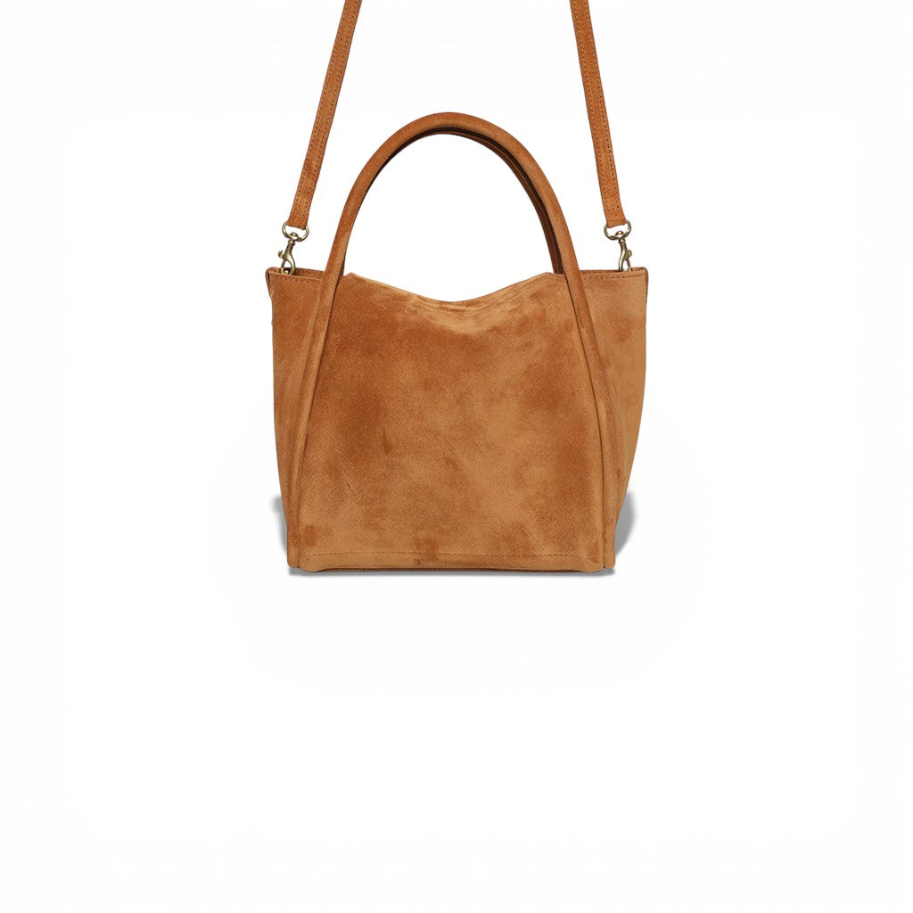 Serena Satchel Crossbody in Cuoio Italian Leather Backed Suede