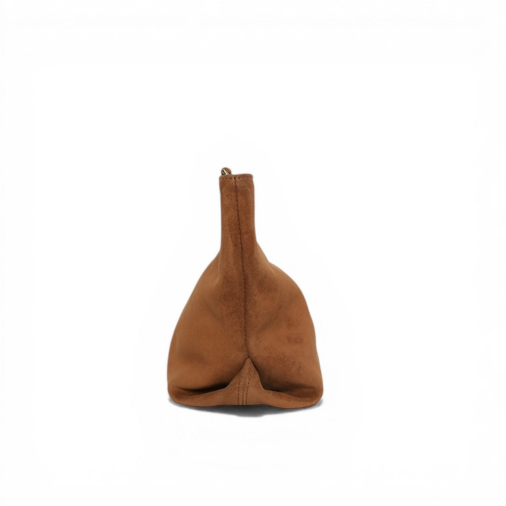 Ella Wrapped Handle Crossbody in Saddle Italian Leather Backed Suede