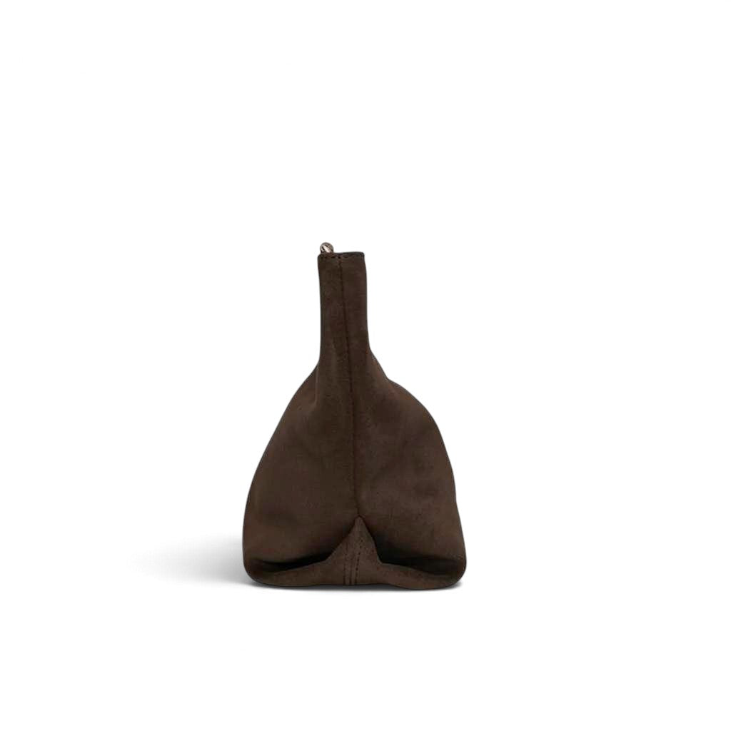 Ella Wrapped Handle Crossbody in Ganache Italian Leather Backed Suede