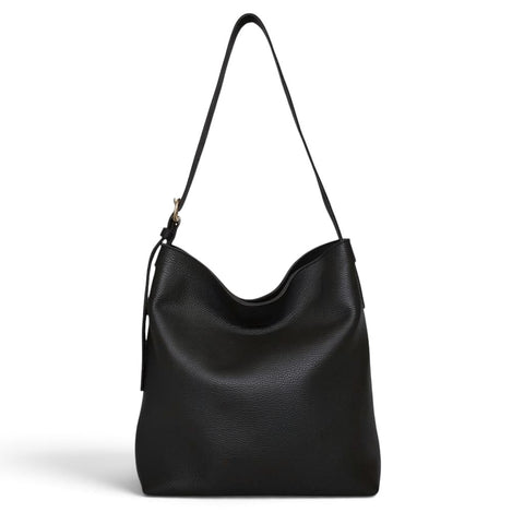 Gabriella Shoulder Bag in Black Italian Buffalo Cowhide