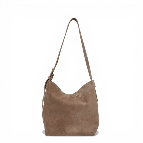 Midi Gabriella Shoulder Bag in Amphora Italian Leather Backed Suede
