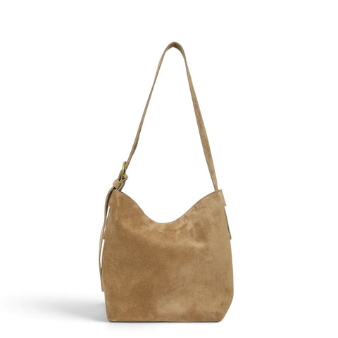 Midi Gabriella Shoulder Bag in Pane Italian Leather Backed Suede
