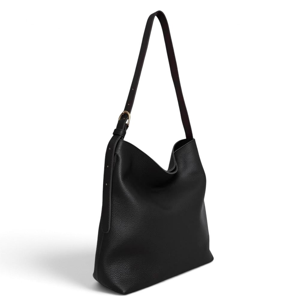 Gabriella Shoulder Bag in Black Italian Buffalo Cowhide