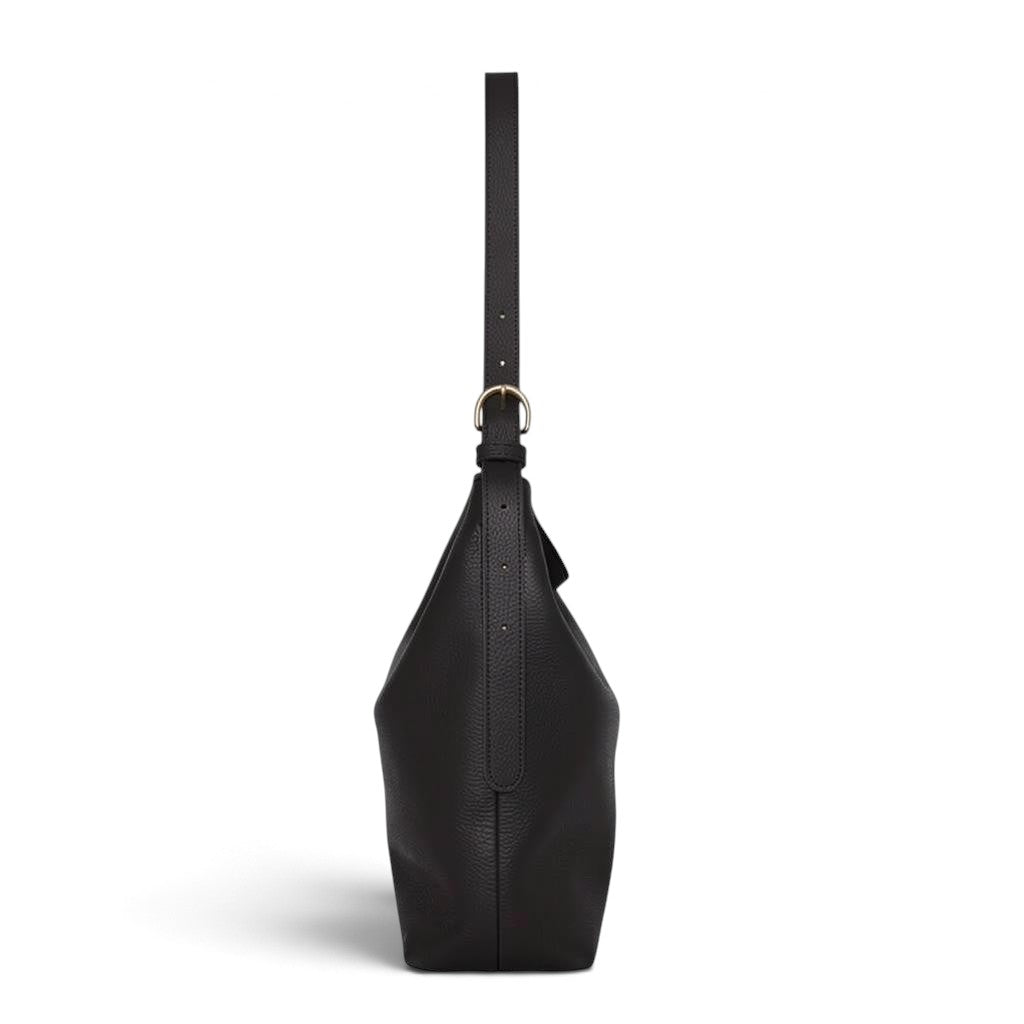 Gabriella Shoulder Bag in Black Italian Buffalo Cowhide