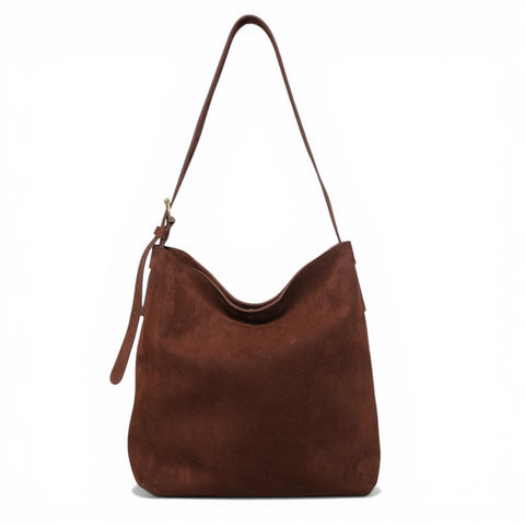 Gabriella Shoulder Bag in Espresso Italian Leather Backed Suede