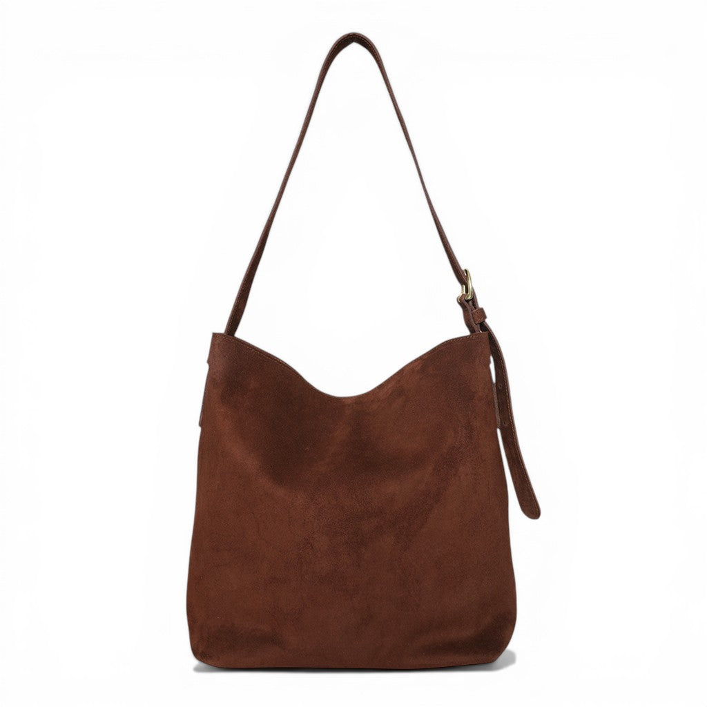 Gabriella Shoulder Bag in Espresso Italian Leather Backed Suede