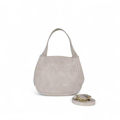 Tracy Top Handle Crossbody in Moonbeam Italian Leather Backed Suede