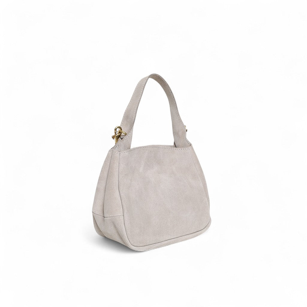 Tracy Top Handle Crossbody in Moonbeam Italian Leather Backed Suede